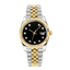 Dateonly 41mm Stainless Steel Two-Tone Gold with Black Diamond Dial (Jubilee / Fluted Bezel)